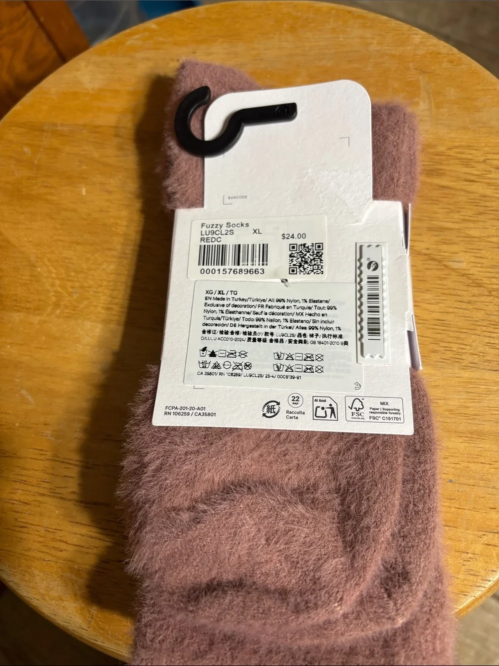 lululemon athletica Fuzzy Crew Socks in Mauve Pink NWT!
